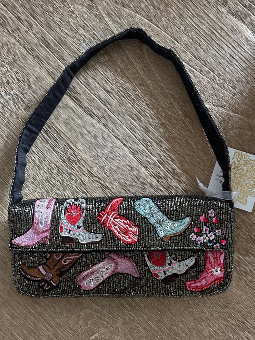 Cowboy Boot Beaded Bag